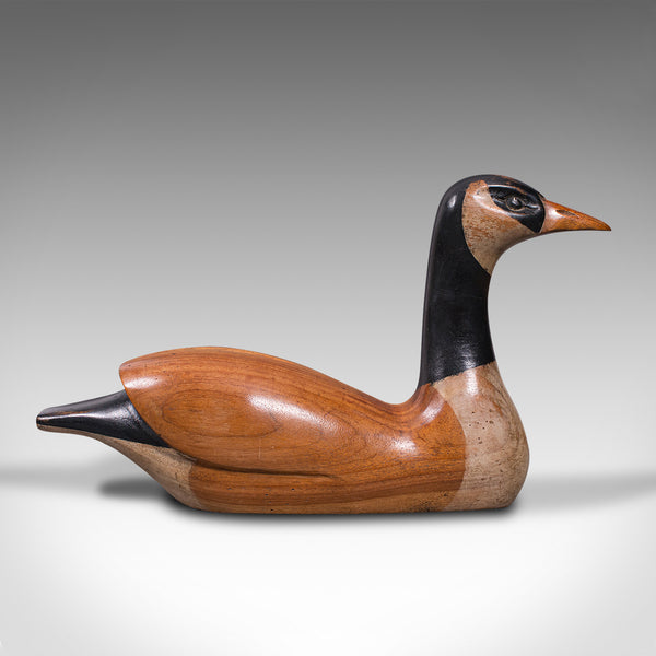 Large Vintage Decoy Duck, English, Cedar, Canada Goose, Figure, Artist Signed