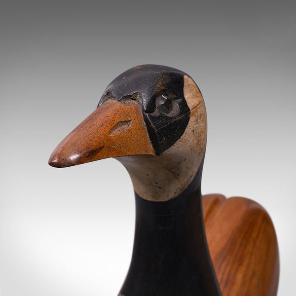 Large Vintage Decoy Duck, English, Cedar, Canada Goose, Figure, Artist Signed