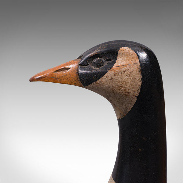 Large Vintage Decoy Duck, English, Cedar, Canada Goose, Figure, Artist Signed