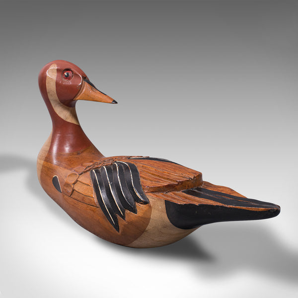 Vintage Decoy Duck, English, Cedar, Northern Pintail, Figure, Artist Signed
