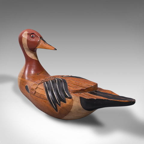 Vintage Decoy Duck, English, Cedar, Northern Pintail, Figure, Artist Signed