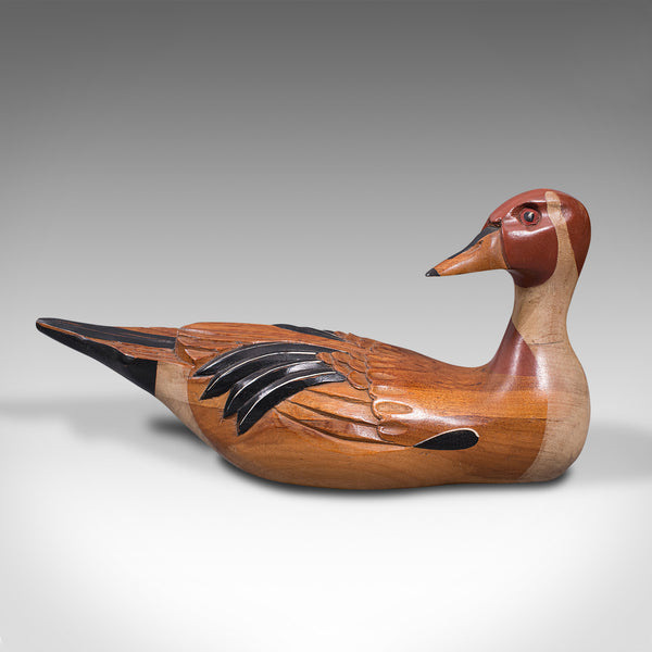 Vintage Decoy Duck, English, Cedar, Northern Pintail, Figure, Artist Signed