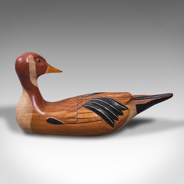 Vintage Decoy Duck, English, Cedar, Northern Pintail, Figure, Artist Signed