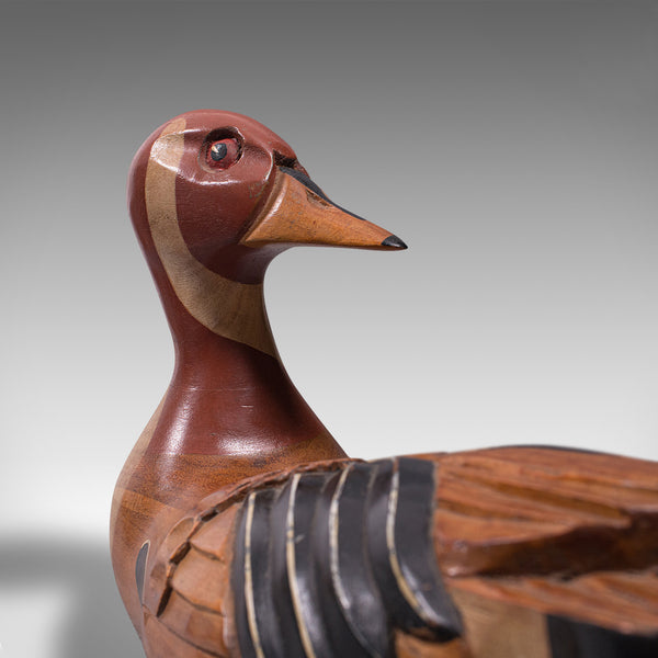 Vintage Decoy Duck, English, Cedar, Northern Pintail, Figure, Artist Signed