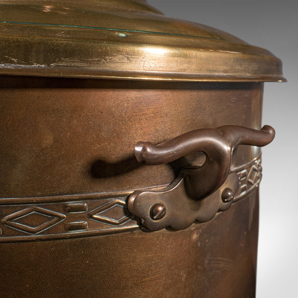 Antique Fireside Log Bin, English, Coal Bucket, Fire Scuttle, Edwardian, C.1910