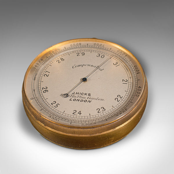 Antique Barometer Altimeter, English, Explorer's Instrument, Hicks, Victorian