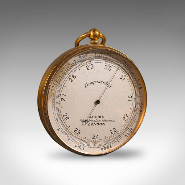 Antique Barometer Altimeter, English, Explorer's Instrument, Hicks, Victorian