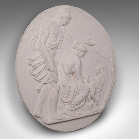 Large Vintage Relief, English, Plaster, Wall Plaque, Classical Taste, Late 20th
