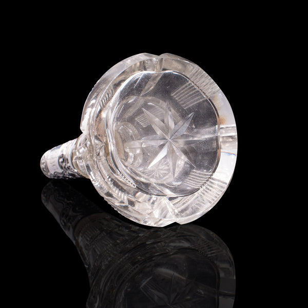 Antique Scent Bottle, English, Glass, Silver, Perfume, Hallmarked, London, 1912