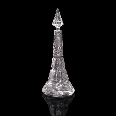 Antique Scent Bottle, English, Glass, Silver, Perfume, Hallmarked, London, 1912