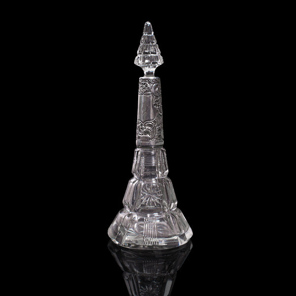 Antique Scent Bottle, English, Glass, Silver, Perfume, Hallmarked, London, 1912