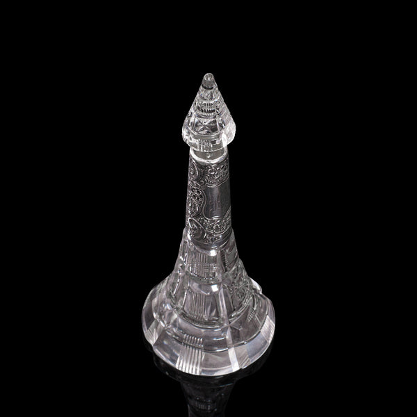 Antique Scent Bottle, English, Glass, Silver, Perfume, Hallmarked, London, 1912