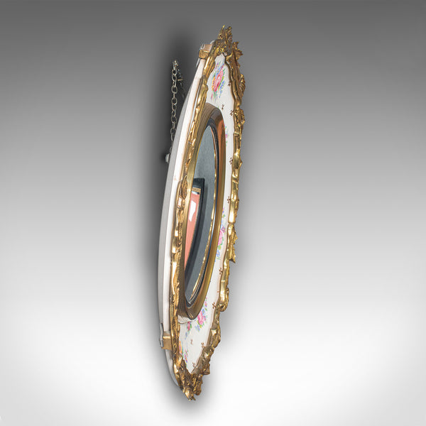 Vintage Convex Mirror, English, Glass, Ceramic, Wall, Italianate Taste, C.1930