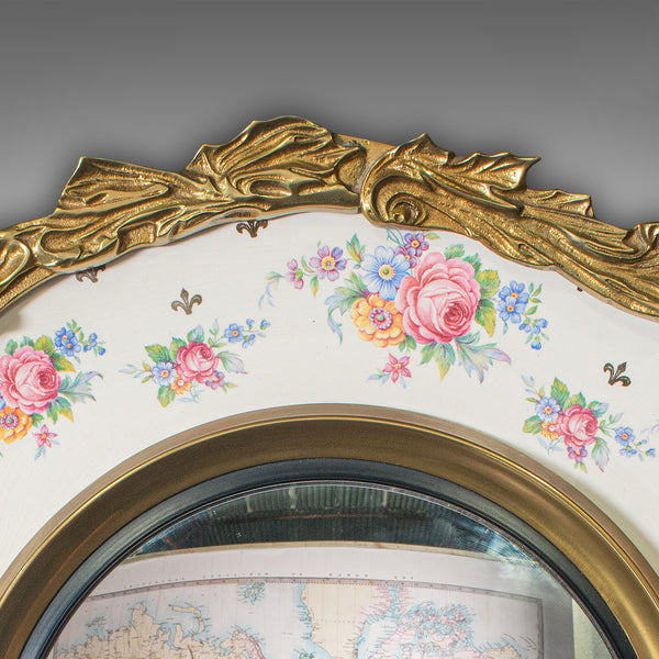 Vintage Convex Mirror, English, Glass, Ceramic, Wall, Italianate Taste, C.1930