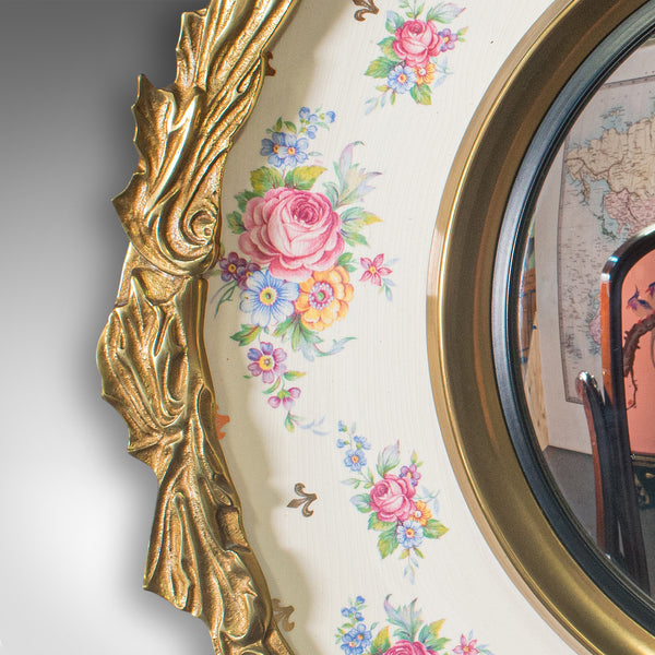 Vintage Convex Mirror, English, Glass, Ceramic, Wall, Italianate Taste, C.1930