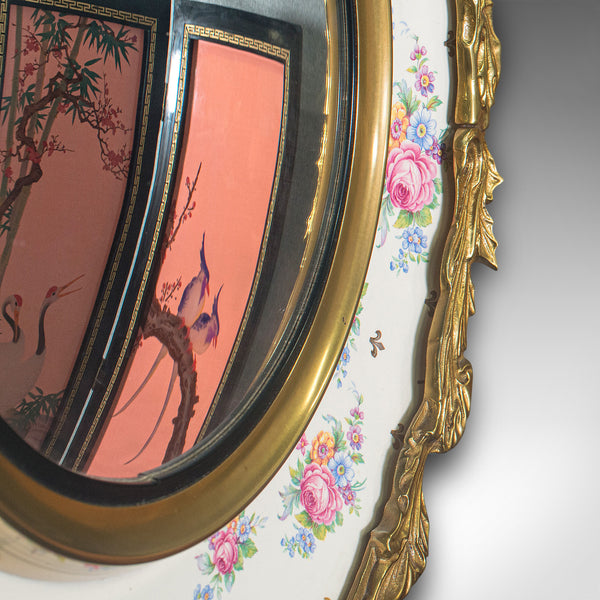 Vintage Convex Mirror, English, Glass, Ceramic, Wall, Italianate Taste, C.1930