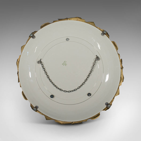 Vintage Convex Mirror, English, Glass, Ceramic, Wall, Italianate Taste, C.1930
