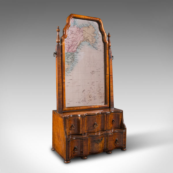 Antique Bureau Mirror, English, Walnut, Queen Anne Taste, Victorian, Circa 1880
