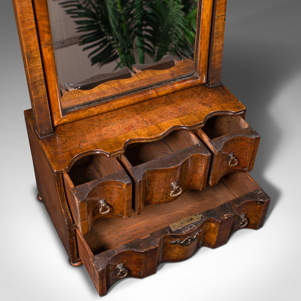 Antique Bureau Mirror, English, Walnut, Queen Anne Taste, Victorian, Circa 1880