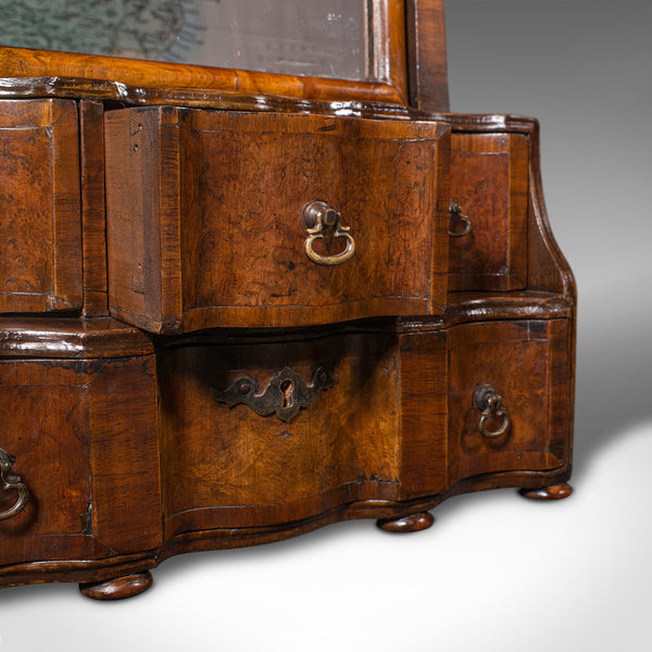 Antique Bureau Mirror, English, Walnut, Queen Anne Taste, Victorian, Circa 1880