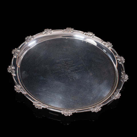Vintage Maritime Commemorative Salver, Display Tray, Engraved, Merchant Navy