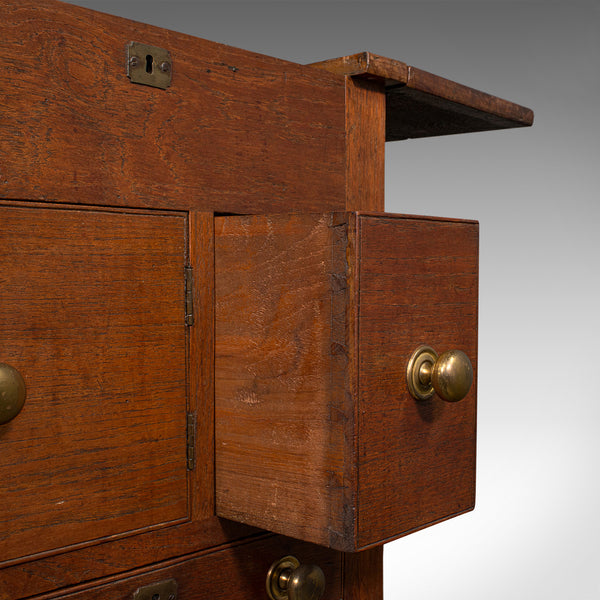 Antique Ship's Wash Stand, English, Drop Flap Nightstand, Victorian, Circa 1850