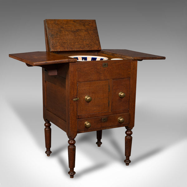 Antique Ship's Wash Stand, English, Drop Flap Nightstand, Victorian, Circa 1850