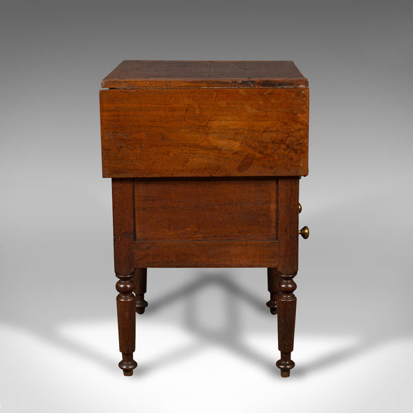 Antique Ship's Wash Stand, English, Drop Flap Nightstand, Victorian, Circa 1850