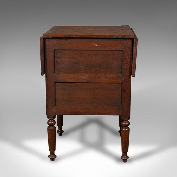 Antique Ship's Wash Stand, English, Drop Flap Nightstand, Victorian, Circa 1850