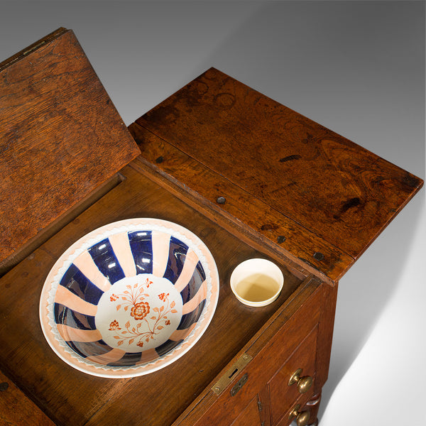 Antique Ship's Wash Stand, English, Drop Flap Nightstand, Victorian, Circa 1850