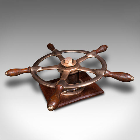 Mid-Century Ship's Wheel, English, Bronze, Decorative Maritime Helm