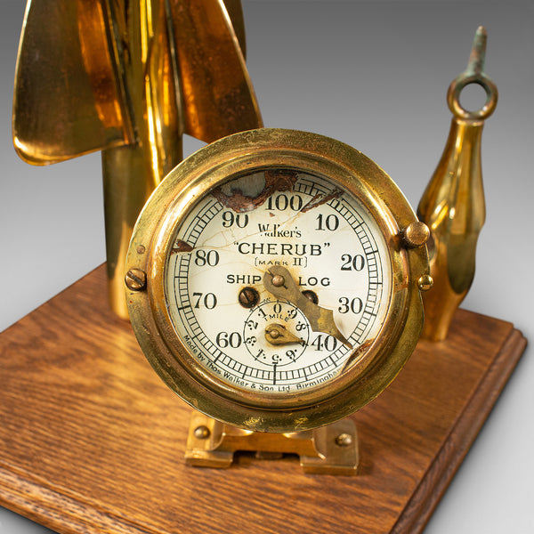 Antique Ship's Log Desk Ornament, English, Brass, Maritime Instrument, C.1920
