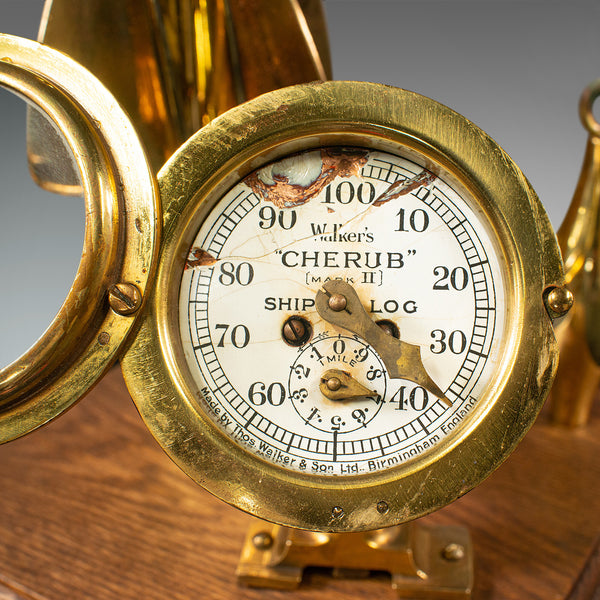 Antique Ship's Log Desk Ornament, English, Brass, Maritime Instrument, C.1920