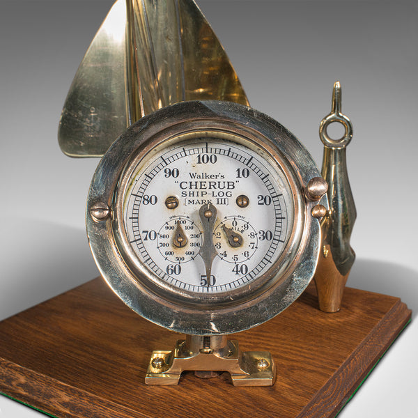 Vintage Ship's Log Desk Ornament, English, Brass, Maritime Display, Instrument
