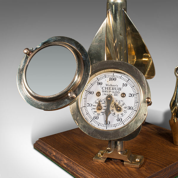 Vintage Ship's Log Desk Ornament, English, Brass, Maritime Display, Instrument