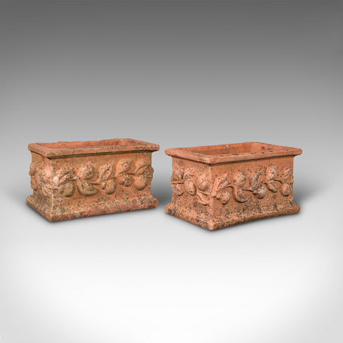 Pair Of Antique Garden Planters, Terracotta, Outdoor Jardiniere, Victorian, 1900