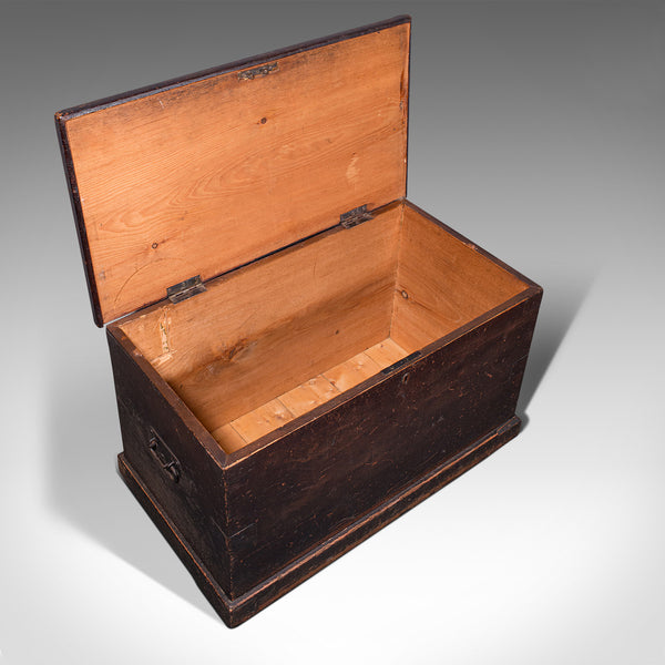 Large Antique Shipping Trunk, English, Pine, Travel, Tool Chest, Victorian, 1880