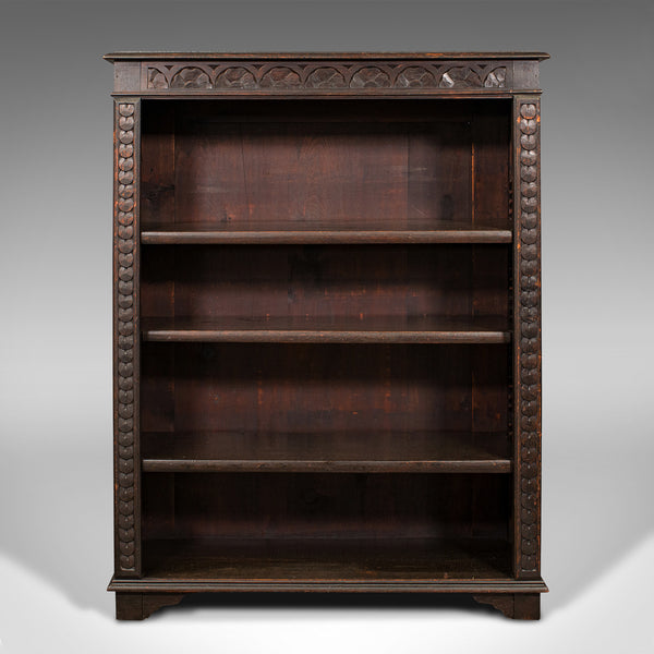 Antique Book Case, English, Oak, Bookshelf Cabinet, Gothic Revival, Victorian