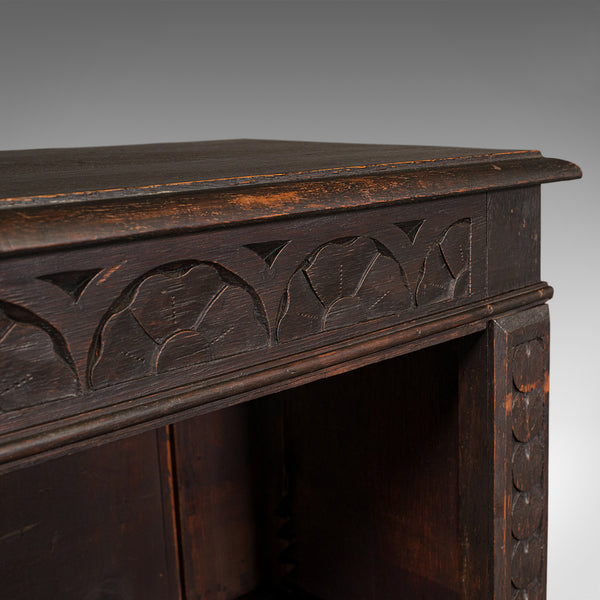 Antique Book Case, English, Oak, Bookshelf Cabinet, Gothic Revival, Victorian