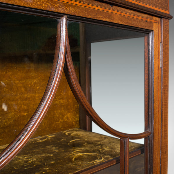 Antique Pier Cabinet On Stand, English, Walnut, Glazed Display Case, Edwardian