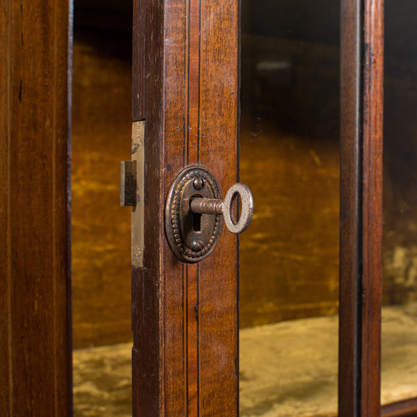 Antique Pier Cabinet On Stand, English, Walnut, Glazed Display Case, Edwardian