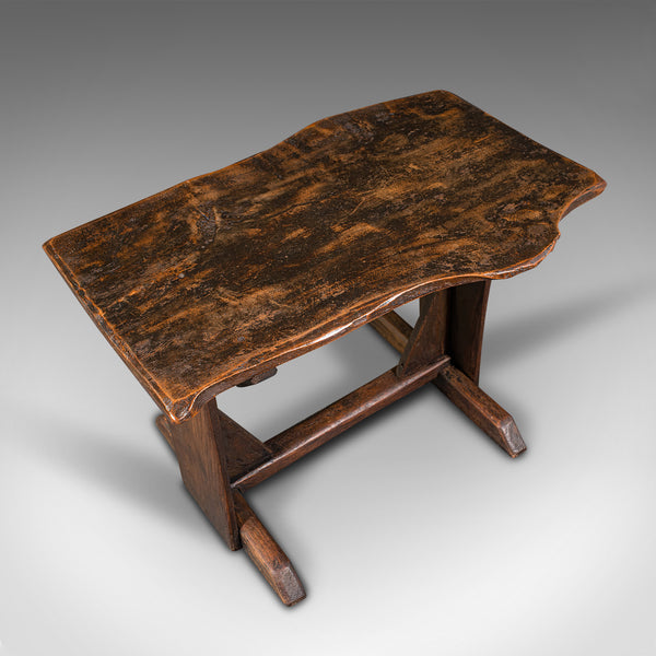 Antique Tavern Table, English, Oak, Occasional, Side, Live Waney Edge, Georgian