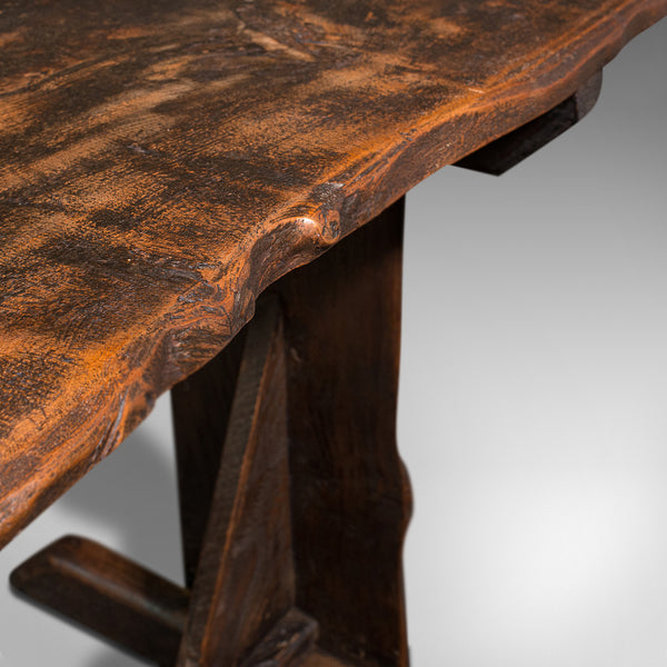 Antique Tavern Table, English, Oak, Occasional, Side, Live Waney Edge, Georgian