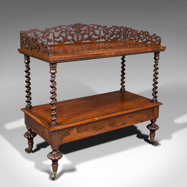 Antique Decorative Whatnot, English, Two Tier Canterbury Stand, Regency, C.1830