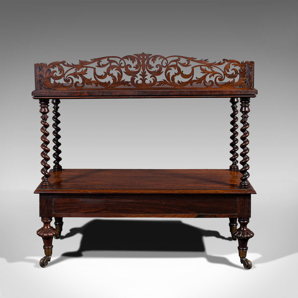 Antique Decorative Whatnot, English, Two Tier Canterbury Stand, Regency, C.1830