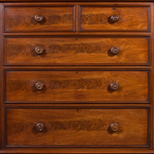 Antique Tallboy, English, Flame, Grand Chest of Drawers, Victorian, Circa 1860