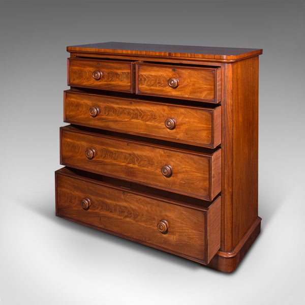 Antique Tallboy, English, Flame, Grand Chest of Drawers, Victorian, Circa 1860