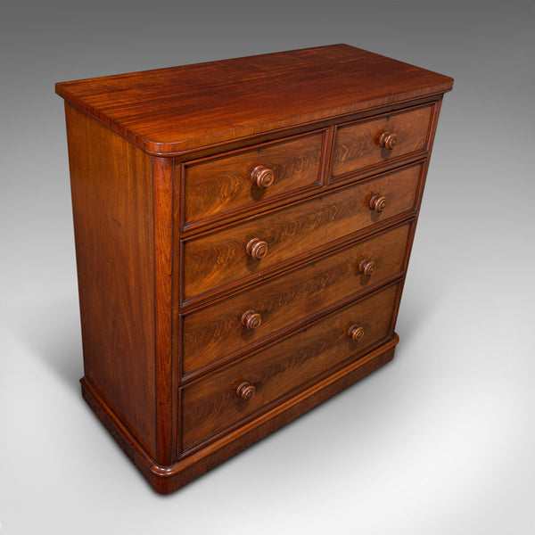 Antique Tallboy, English, Flame, Grand Chest of Drawers, Victorian, Circa 1860