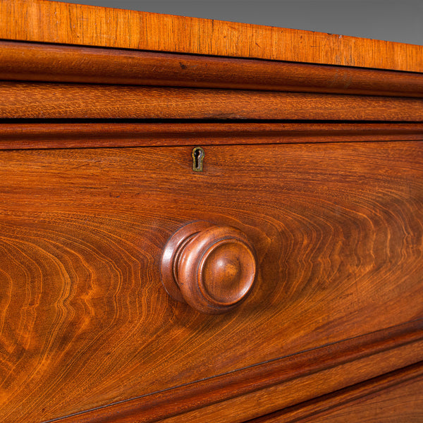 Antique Tallboy, English, Flame, Grand Chest of Drawers, Victorian, Circa 1860