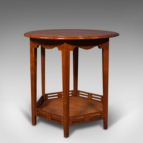 Antique Circular Occasional Table, English, Walnut, Lamp, Hexagonal, Edwardian